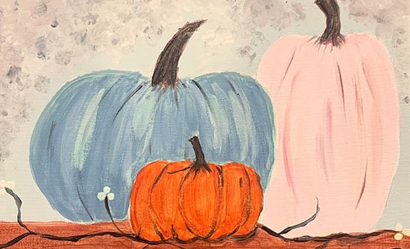 Painting Of Pumpkins With a White Background